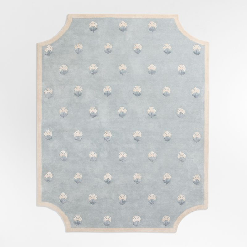 Floral Reverie Mist Blue Wool Kids Area Rug 8x10 | Crate & Barrel
