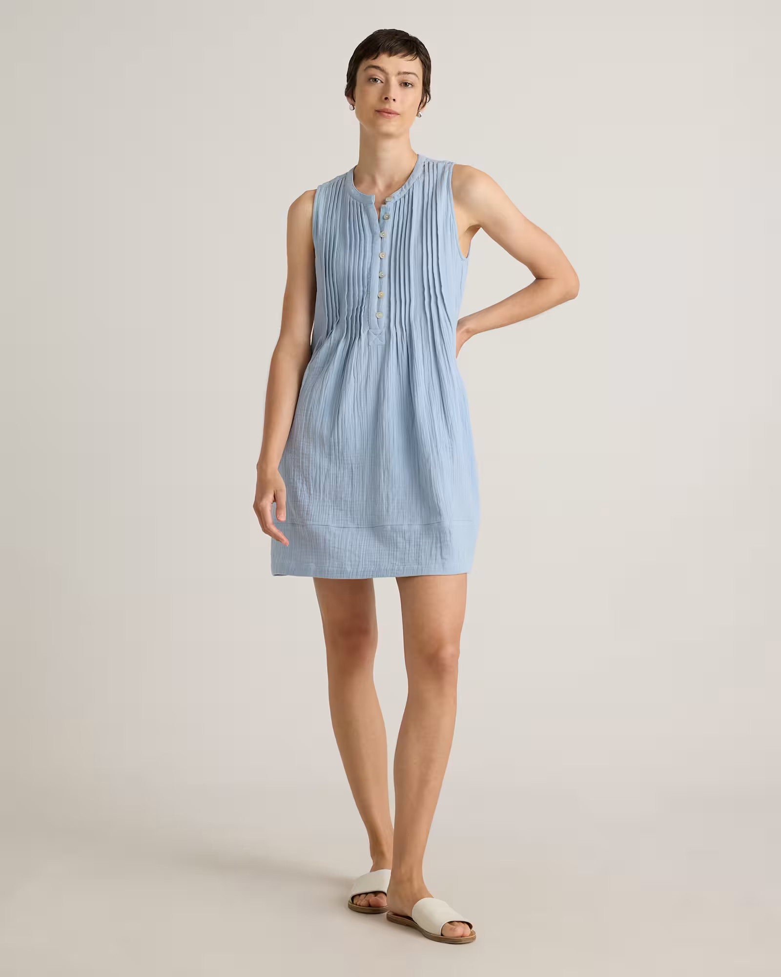 100% Organic Cotton Gauze Sleeveless Swing Dress | Quince