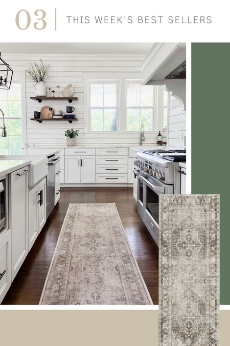 Best seller this week! Ruggable machine washable runner rug. I love this runner in our kitchen! It is the perfect vintage look with just a small pop of color. Modern farmhouse style home Decor and accessories open shelving dinnerware dishes vases faux silk artificial stems

#LTKFind #LTKstyletip #LTKhome