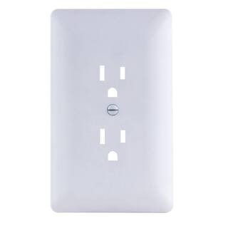 Commercial Electric 1-Gang Plastic Duplex Outlet Wall Plate Cover-Up, White (Paintable) PPCW-D - ... | The Home Depot