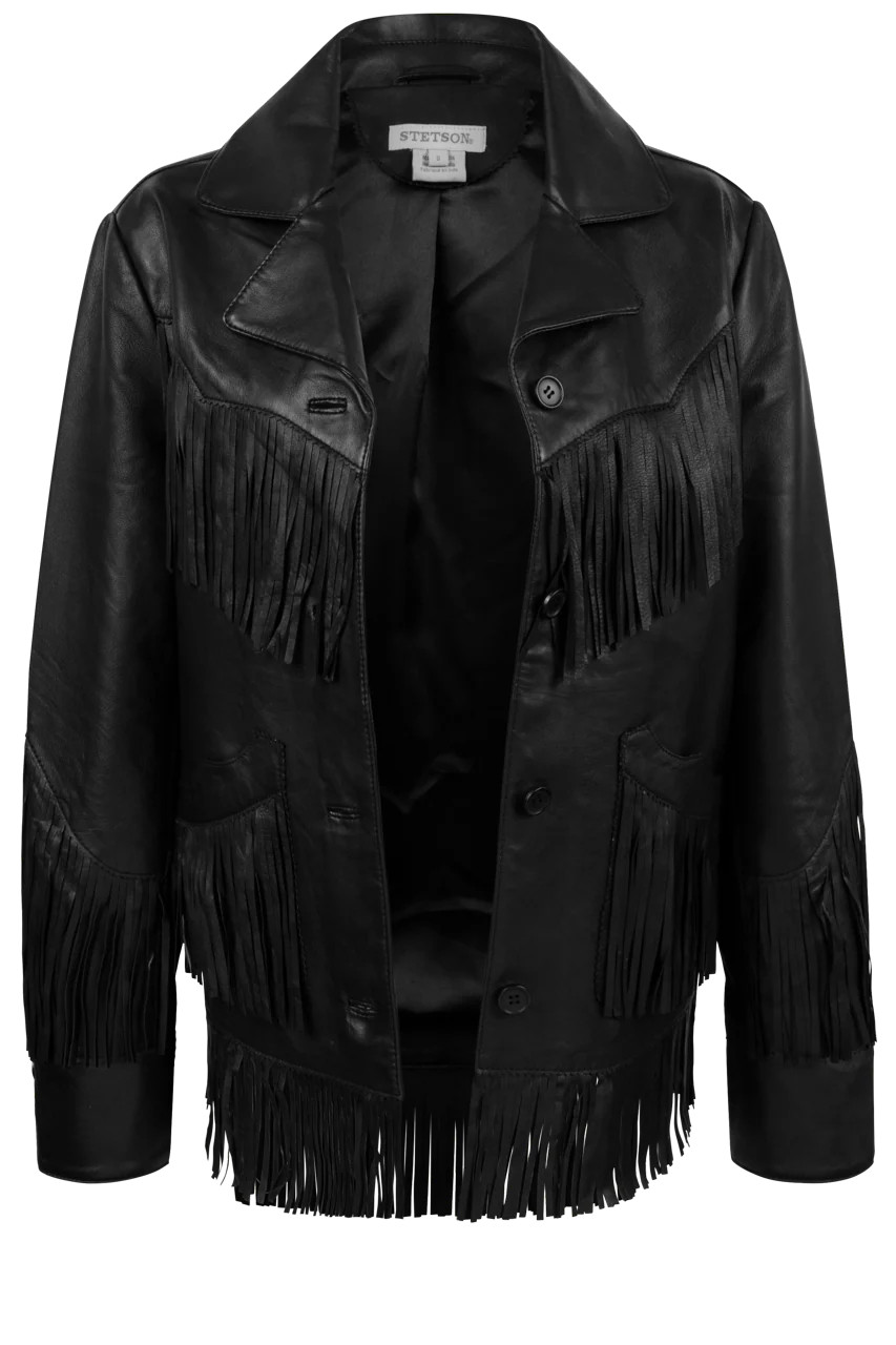 Stetson Women's Black Leather Western Fringe Jacket | Pinto Ranch | Pinto Ranch