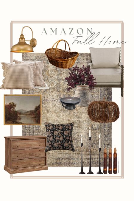 Beautiful fall home decor finds and furniture from Amazon!

Accent chair, Loloi rug, pillow covers, gooseneck light, wall art, candle holder, fall stems, basket, pumpkin decor

#LTKSeasonal #LTKhome