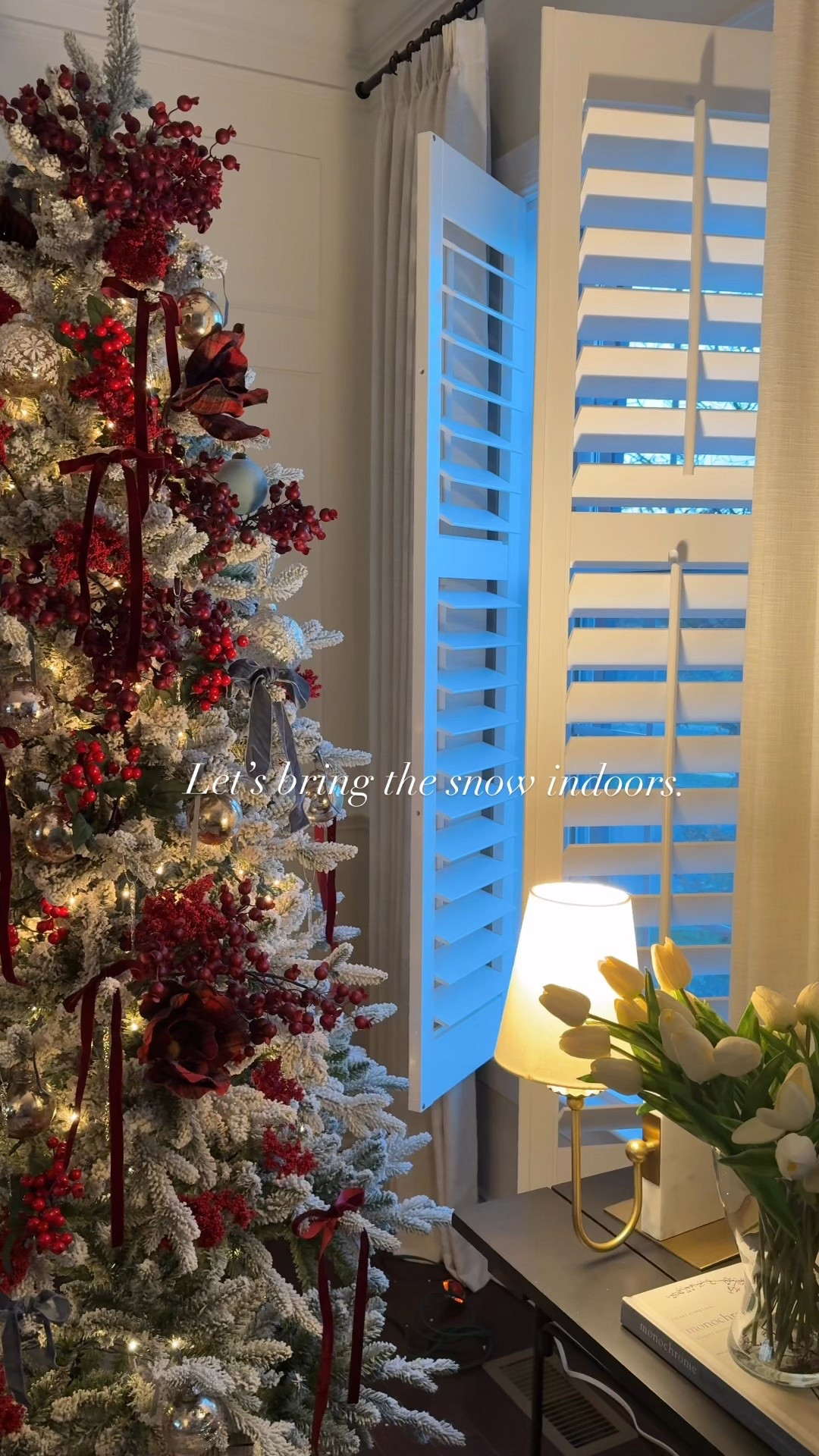 A flocked tree and decor for the Christmas season. 

#LTKSeasonal #LTKHoliday #LTKHome