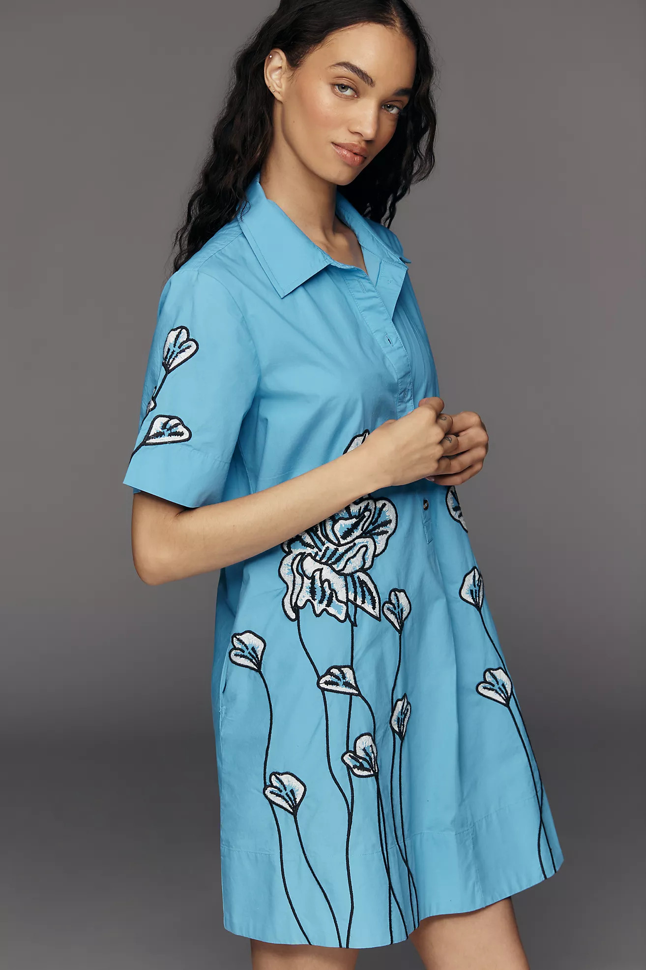 The Pollie Short-Sleeve Swing Tunic Mini Dress | Anthropologie (US)