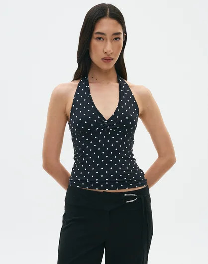 Print Supersoft Halter Neck Top in Maria Polka X Black | Glassons AU | Glassons (Australia)