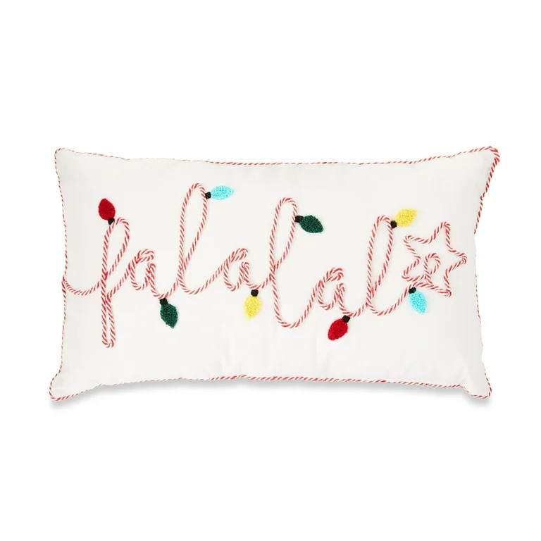 Falala Lumbar Christmas Decorative Pillow, 18 in x 10 in, by Holiday Time | Walmart (US)