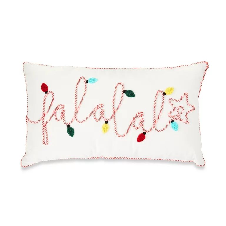 Falala Lumbar Christmas Decorative Pillow, 18 in x 10 in, by Holiday Time - Walmart.com | Walmart (US)