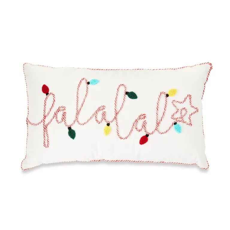 Falala Lumbar Christmas Decorative Pillow, 18 in x 10 in, by Holiday Time | Walmart (US)