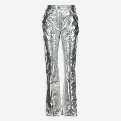 Silver Metallic Straight Leg Trousers | TK Maxx