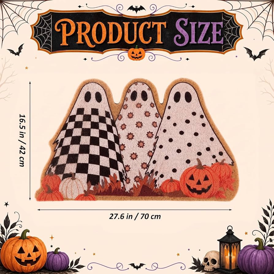 Halloween Ghost Door Mat Welcome Doormat Outdoor 16.5" x 27.6" | Amazon (US)