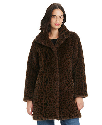 Women's Collared Faux-Fur Coat | Macy's