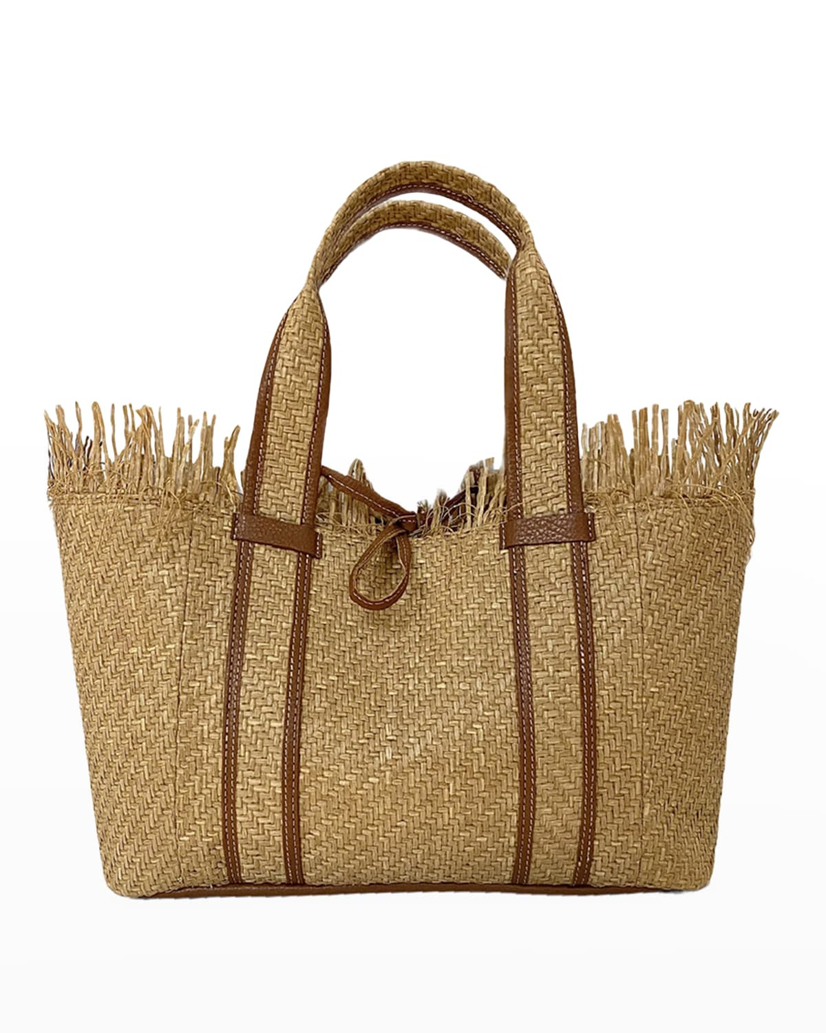 Leopard East-West Raffia Tote Bag | Neiman Marcus