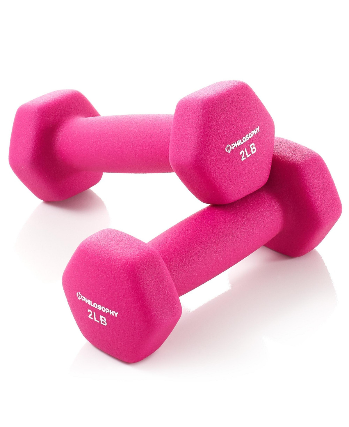 Philosophy Gym Neoprene Dumbbell Hexagon Hand Weights, 2 lb Pair - 4 lb Total - Pink | Macy's