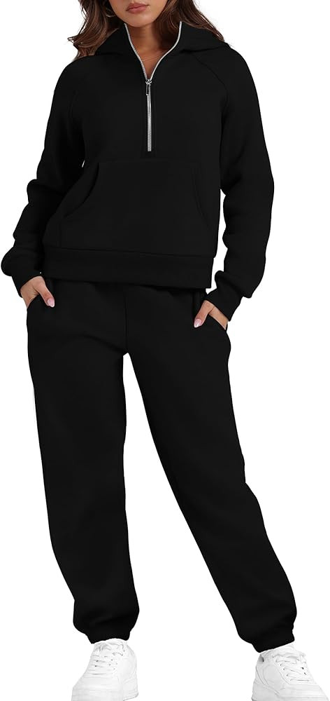 Aokosor Womens 2 Piece Outfits Lounge Half Zip Hoodie Sweatsuit Sets Oversized Sweatshirt Baggy F... | Amazon (US)