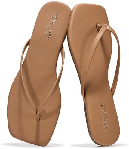 Project Cloud Square Toe Flip Flops For Women Footwear - Non Slip with Memory Foam Insole Beach E... | Amazon (US)