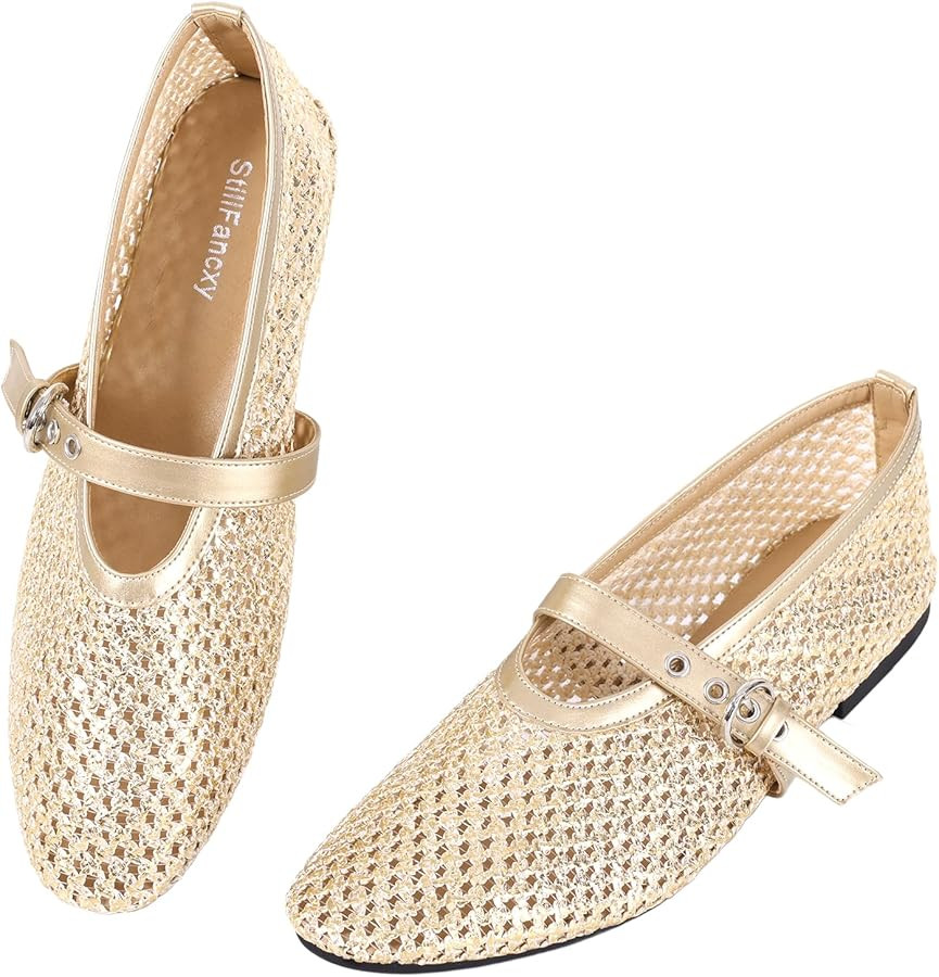 Leopard Flats for Women Mesh Ballet Flats Mary Jane Animal Print Shoes Slip On Casual Breathable ... | Amazon (US)