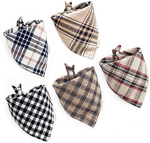 5PCS Dog Bandanas with Button - Thick Triangle Bibs Dual Layer Soft Cotton Scarves for Small Medium  | Amazon (US)