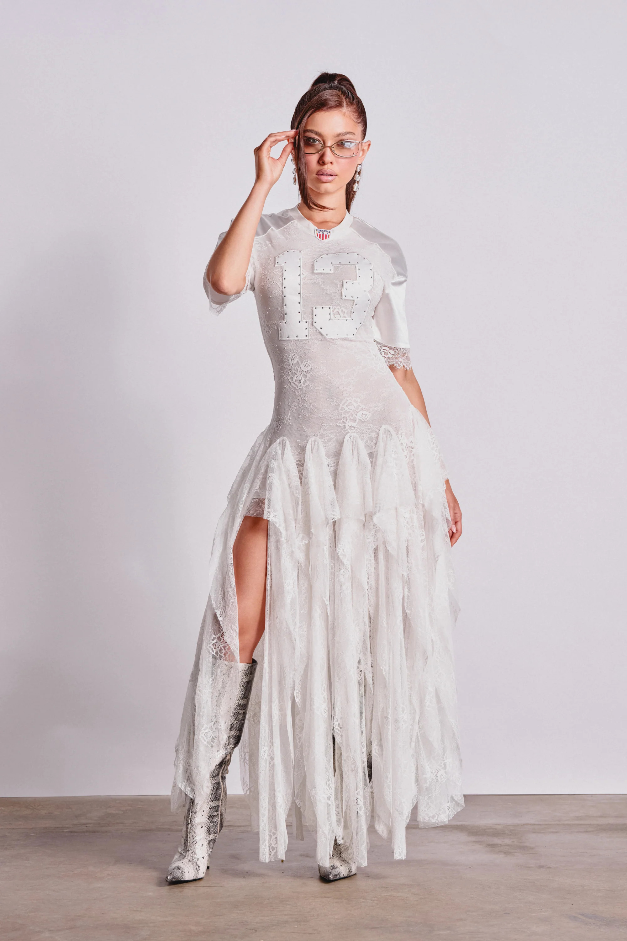 KICK OFF LACE JERSEY MAXI DRESS IN WHITE | AKIRA