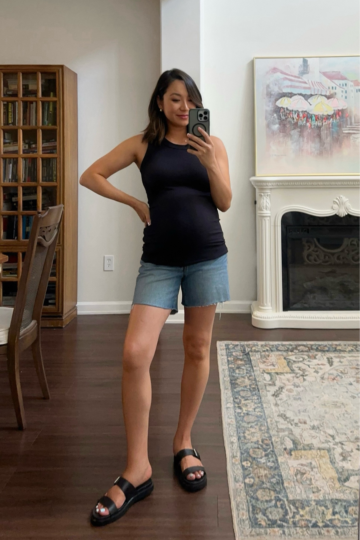 (Late) summer outfit with Levi’s shorts 

Wearing the 501 mid thigh denim shorts - linked some other faves! 

Minimal summer style / casual style / black tank top / denim shorts / black sandals 

#LTKSeasonal #LTKStyleTip