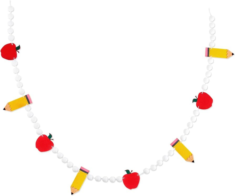 Quera Back to School Felt Banner Apple Pencil Pom Pom Ball Garland 5ft Welcome Back to School Han... | Amazon (US)