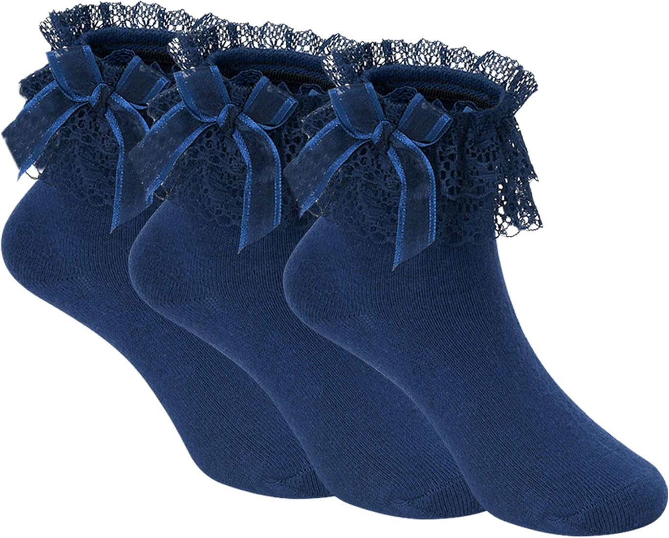 Girls Ruffle Socks Toddler Cute Lace Bowknot Frilly Dress Ankle Socks | Amazon (US)