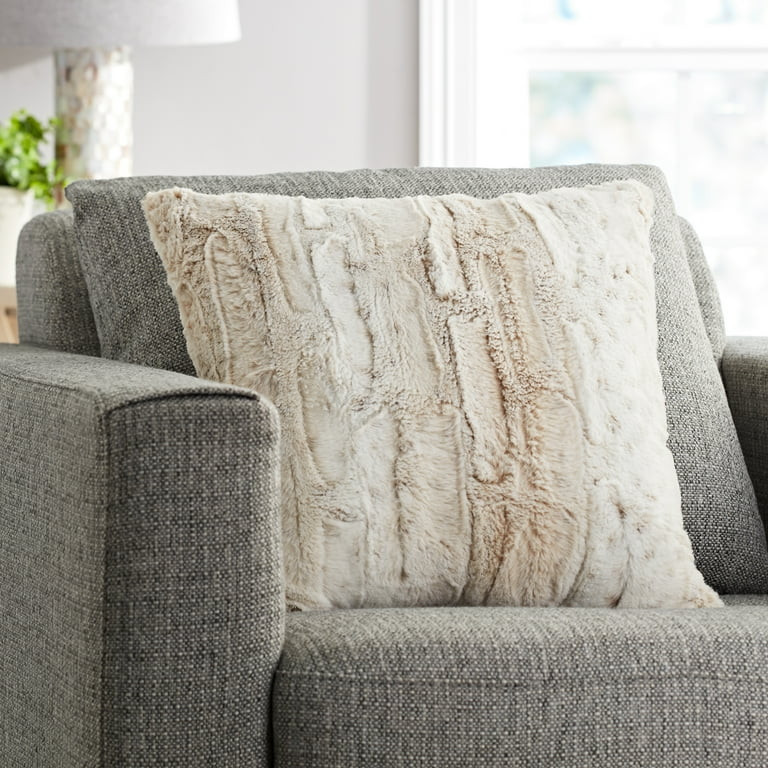 Mainstays Faux Snow Leopard Fur Decorative Square Pillow, 18" x 18", Leopard | Walmart (US)