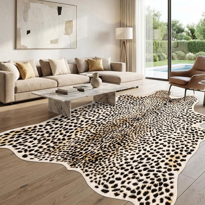 ZSCYD-yingda1992 Cheetah Print Rug Faux Animal Leopard Carpet 6.2x8.2 ft | Amazon (US)
