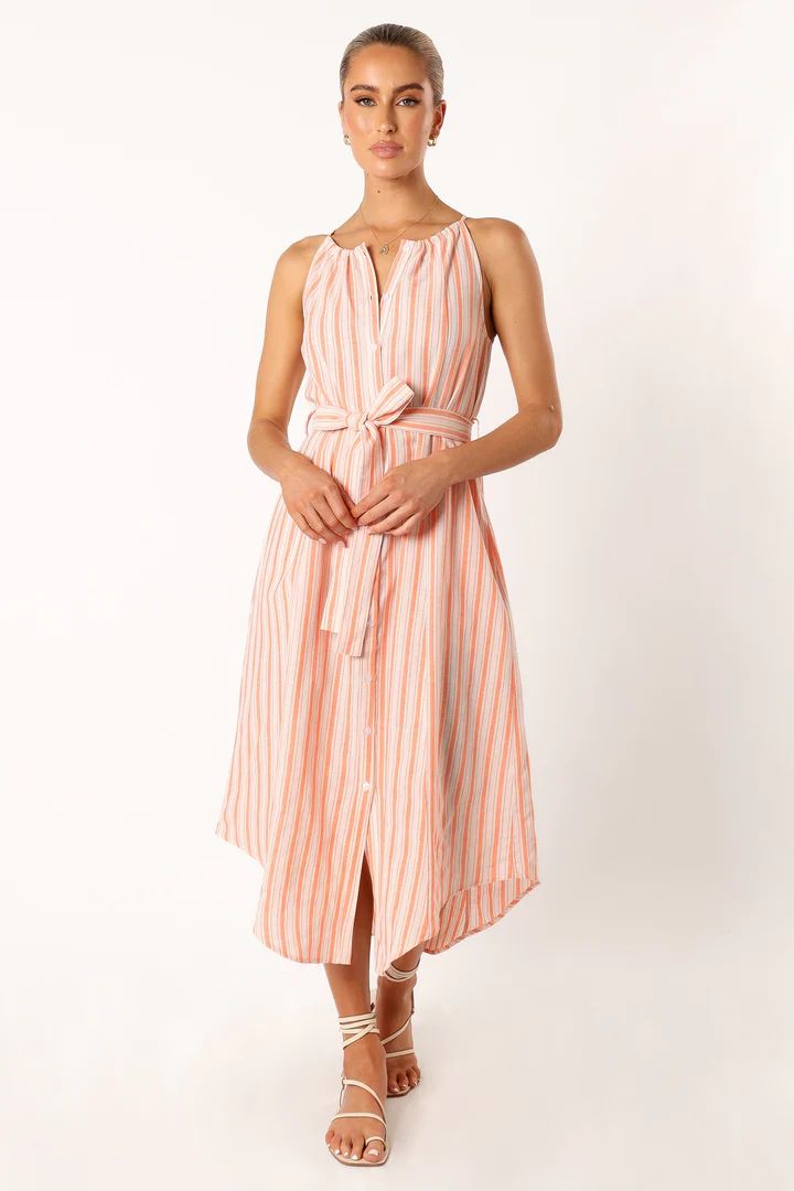 Arabella Midi Dress - Orange Stripe | Petal & Pup (US)