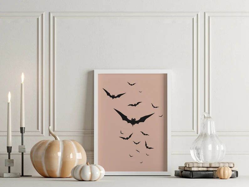 Halloween Bat Wall Art // Bat Print, Halloween Wall Art, Bat Poster, Halloween Print, Halloween B... | Etsy (US)