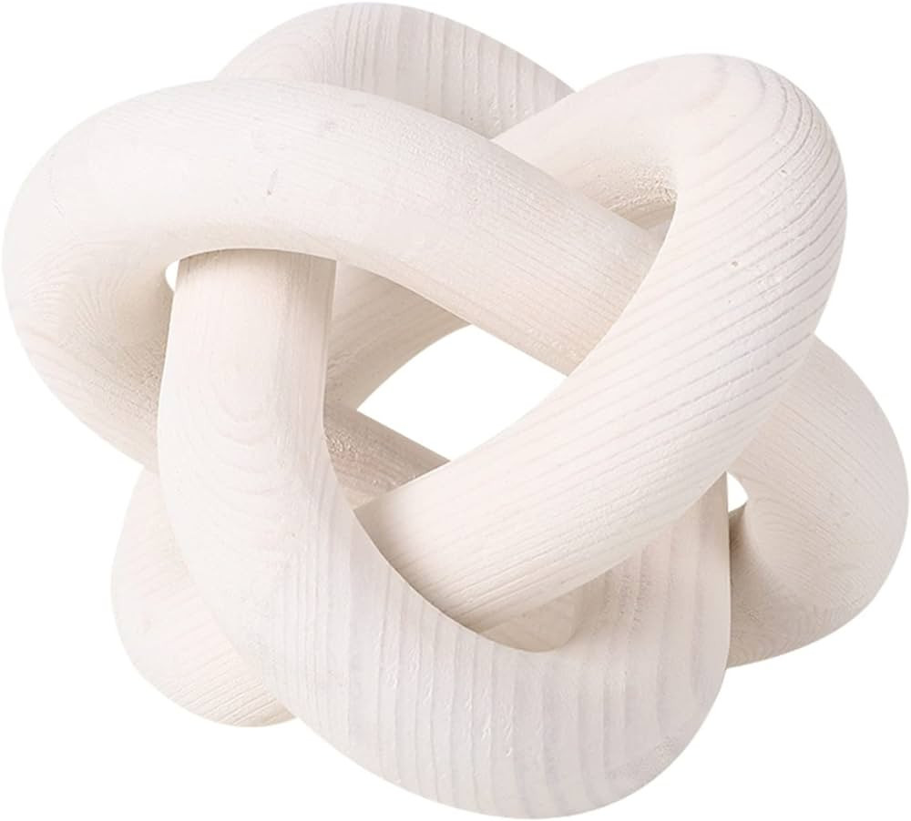 Renococo Wood Chain Link Decor 3-Link,6 Inch Dia Wood ,White/Wood Color Hand Carved,Knot Decorati... | Amazon (US)