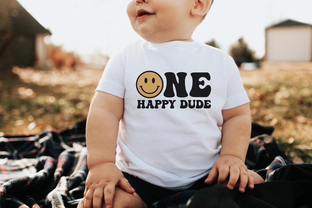 One Happy Dude Birthday Shirt, 1st Birthday Shirt, Smiley Face Birthday Outfit, One Cool Dude Out... | Etsy (US)