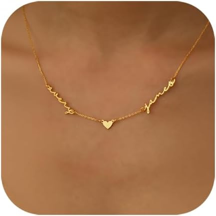 Personalized Name Necklace with Curb Chain,18K Gold Plated Handmade Personalized Necklace with Ki... | Amazon (US)