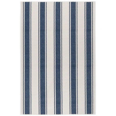 Blue Awning Stripe Machine Washable Rug | Wayfair North America