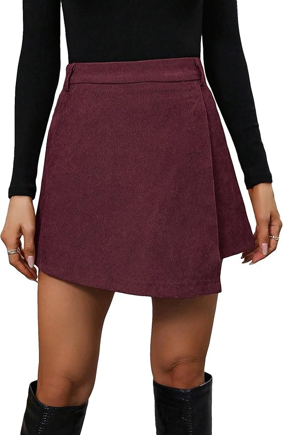 Floerns Women's Fall Plaid Houndstooth Print Tie Front Skorts Asymmetrical Hem High Waist Mini Sk... | Amazon (US)