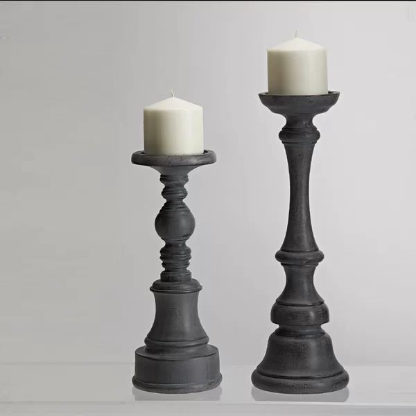 2 Piece Manufactured Wood Candlestick Set | Wayfair North America