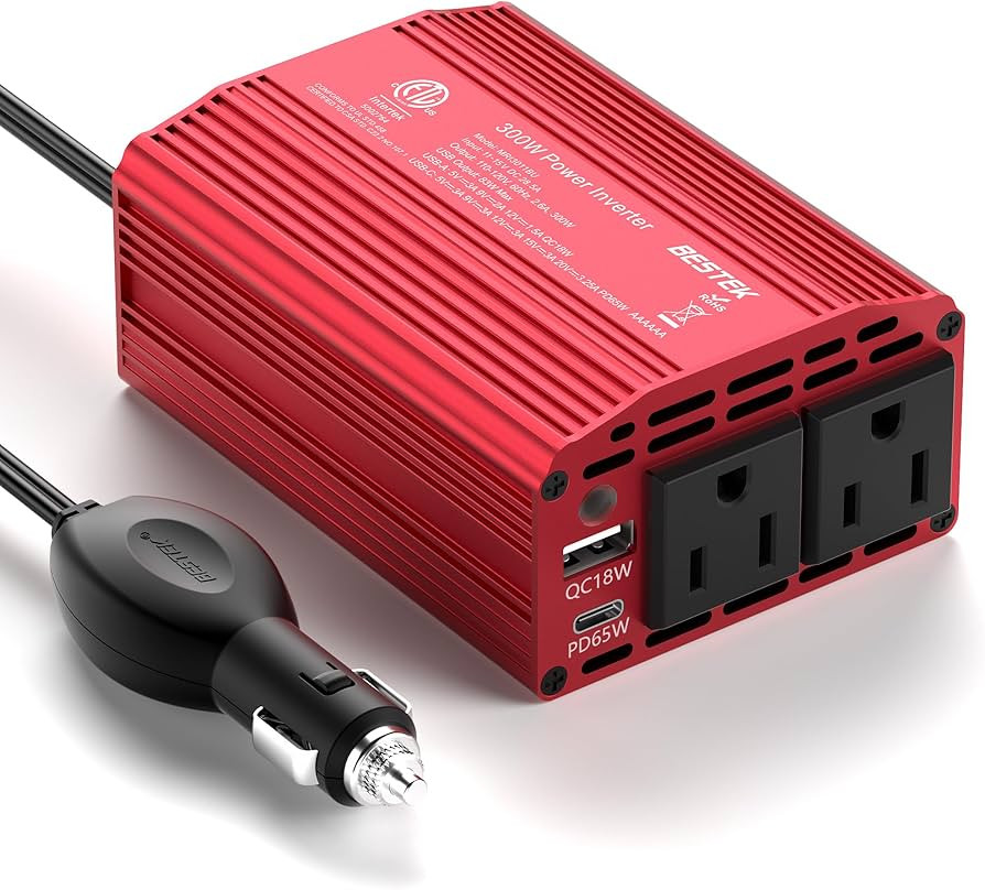 BESTEK 300W Car Power Inverter with 65W USB-C and QC3.0 Ports - 12V DC to 110V AC Converter for V... | Amazon (US)