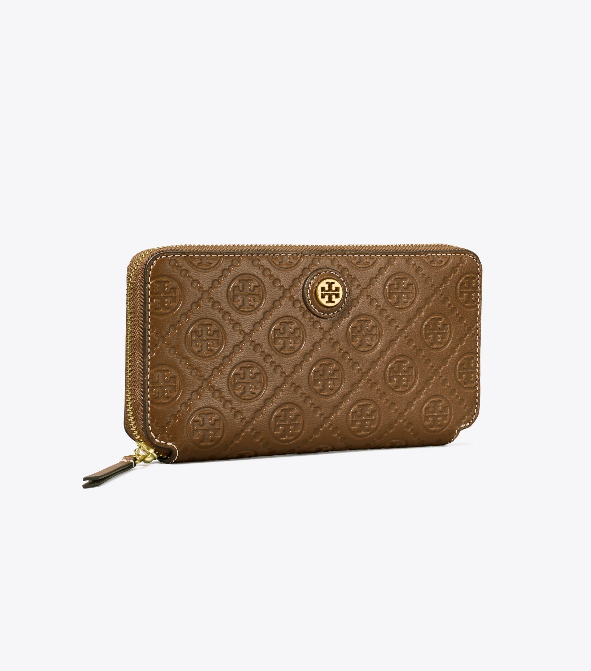 T Monogram Leather Zip Continental Wallet | Tory Burch (US)