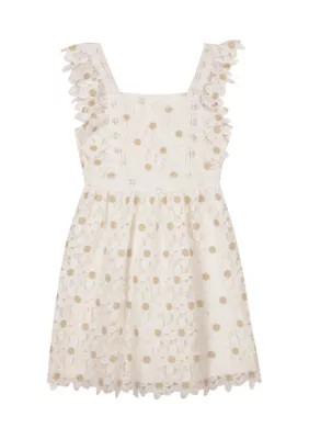 Rare Editions Girls 4-6x Flower Lace Dress with Ruffle Sleeves | Belk