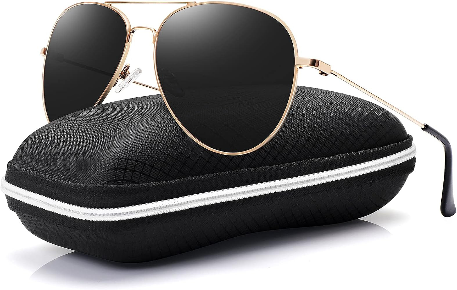 WOWSUN Classic Polarized Aviator Sunglasses for Women Men with Case | Amazon (US)