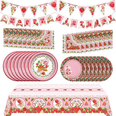 Treasures Gifted Strawberry Shortcake Party Supplies - Complete Set for 16 Guests - Plates, Tablecloth, Banner, Balloons & Napkins | Target