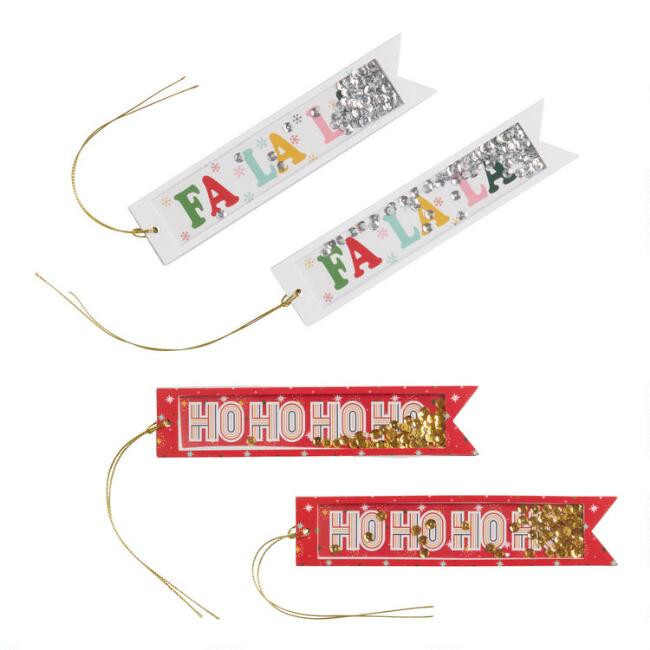 4 Pack Jumbo Holiday Shaker Gift Tags Set of 2 | World Market