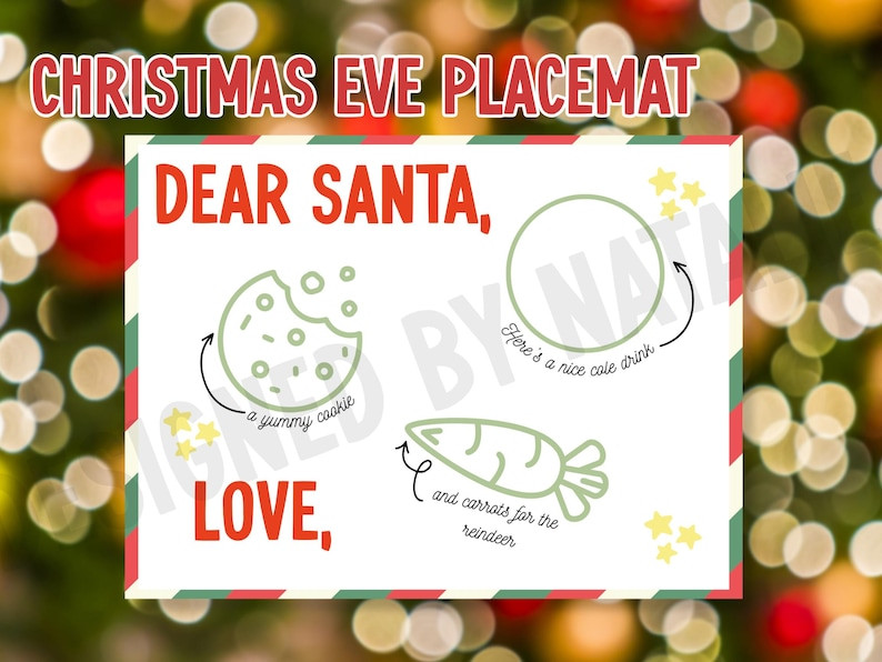 Printable Santa Cookie Tray Placemat | Cookies for Santa Card | Dear Santa Cookies and Milk Color... | Etsy (US)
