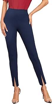 SweatyRocks Women's Elegant Elastic Waist Skinny High Waist Pants | Amazon (US)