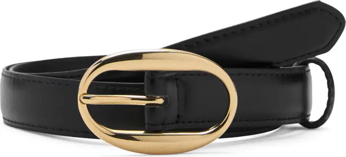 MANGO Oval Buckle Faux Leather Belt | Nordstrom | Nordstrom