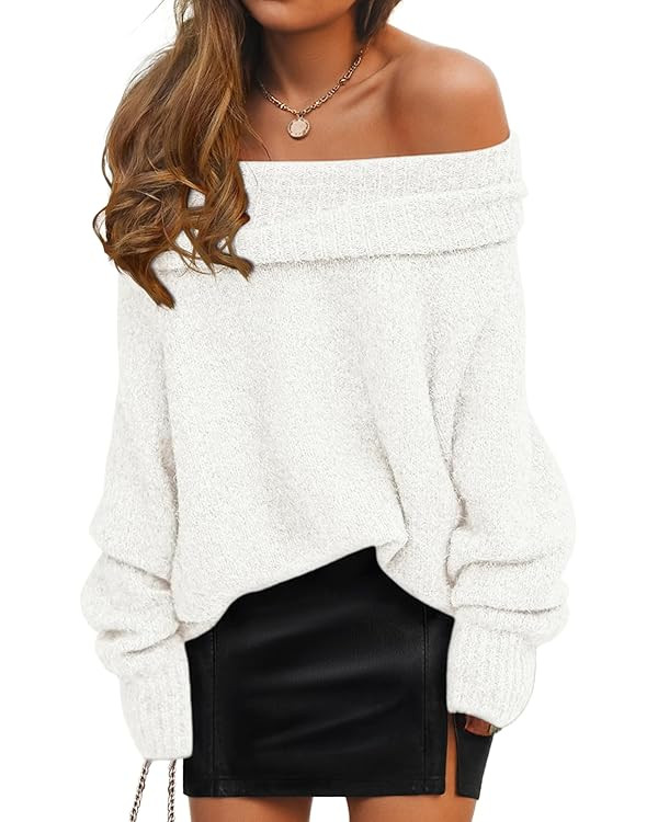 ZESICA Women's Off The Shoulder Fall Sweaters Oversized Long Sleeve Pullover Tops 2025 Fashion Ou... | Amazon (US)