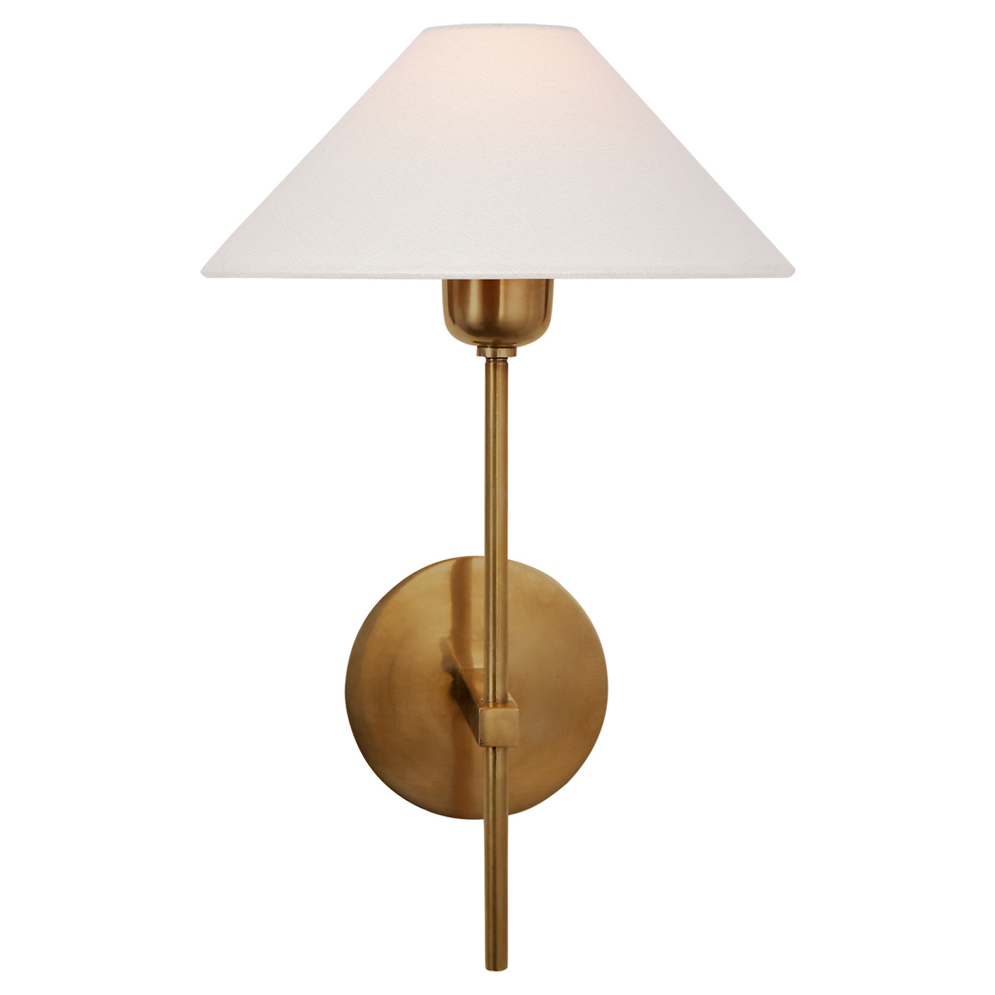 Visual Comfort Hackney Modern Classic Antique Brass Linen Shade Single Sconce | Kathy Kuo Home