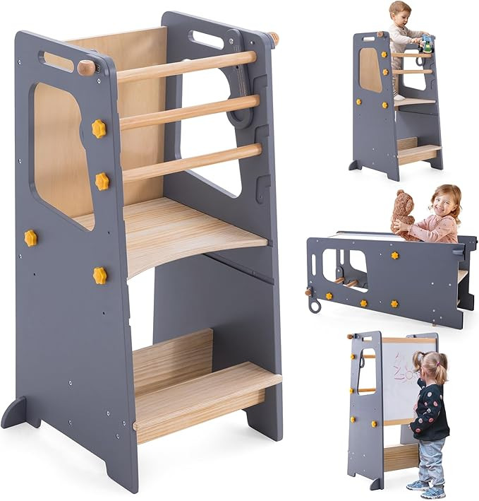Toddler Standing Tower, Kitchen Stool Helper with Whiteboard, Adjustable Height Kids Toddler Step... | Amazon (US)