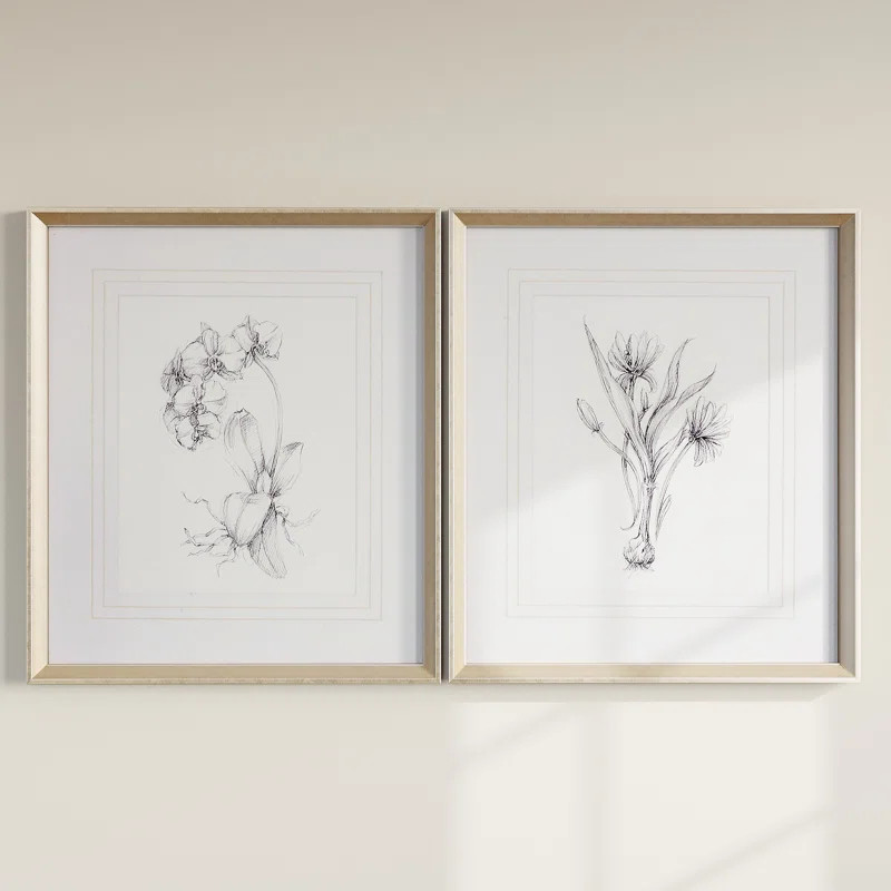 'Botanical Sketches' by Ethan Harper - 2 Piece Picture Frame Print Set | Wayfair North America