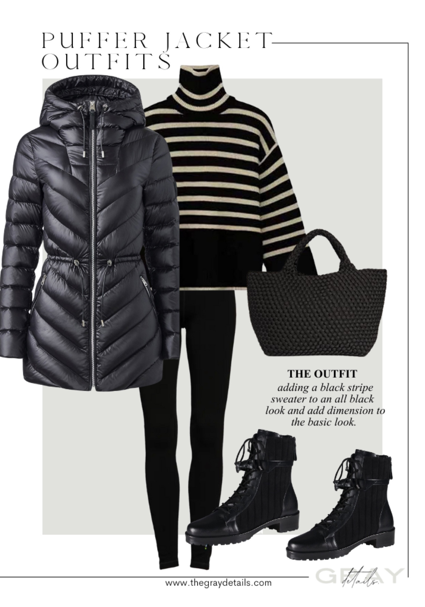 Puffer jacket outfit, striped Amazon sweater, leggings, combat boots 

#LTKSeasonal #LTKtravel #LTKstyletip