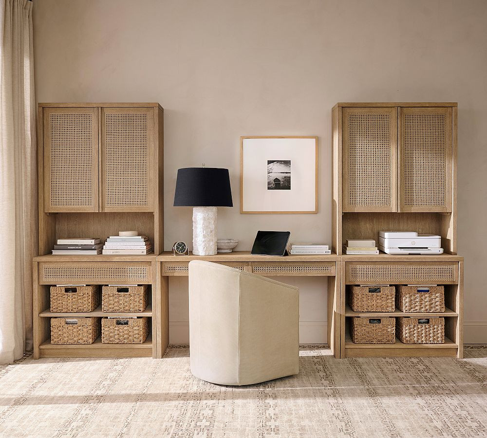 Marina Grand Cane Storage Shelf Console Desk Set (126") | Pottery Barn (US)